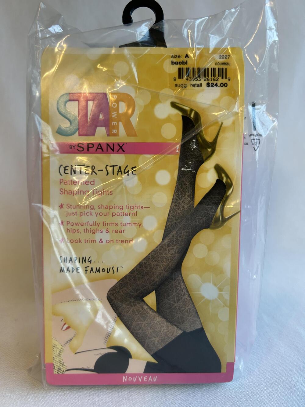 Spanx Star Power Size A Patterned Shaping Tights Womens Black Nouveau